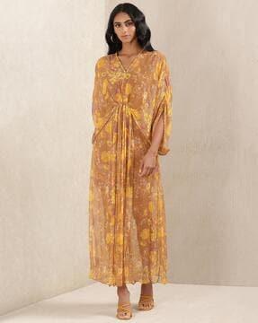 Floral Print Kaftan with Camisole
