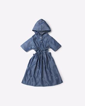 printed-fit-&-flare-dress-with-hood