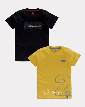 Pack of 2 Typographic Print Crew-Neck T-shirt