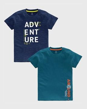 Pack of 2 Typographic Print Crew-Neck T-shirts