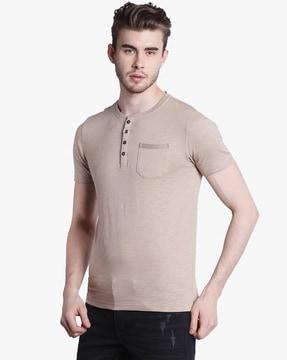 Henley T-shirt with Patch Pocket
