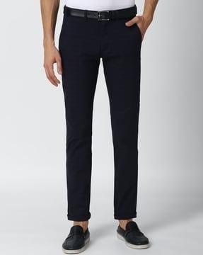 Striped Flat-Front Chinos