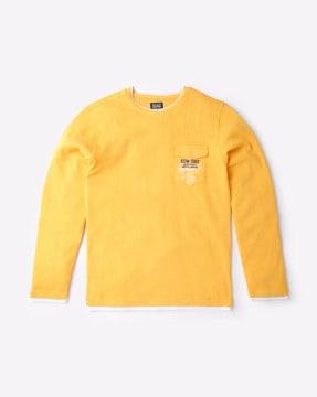 Crew-Neck T-shirt with Flap Pocket