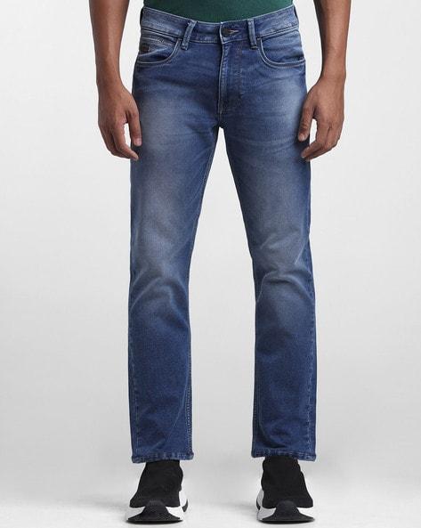 Mid-Wash Tapered Fit Jeans