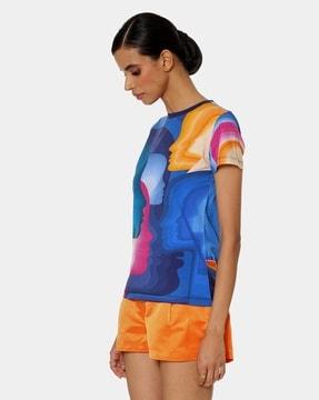 Abstract Print Crew-Neck T-shirt