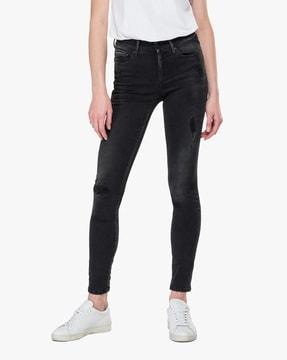LUZIEN Skinny High Waist Hyperflex Re-Used Dark Wash Jeans