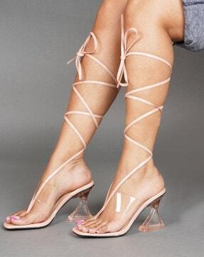 Strappy Tie-Up Chunky Heels