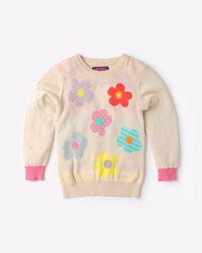 Floral Print Crew-Neck Sweatshirt