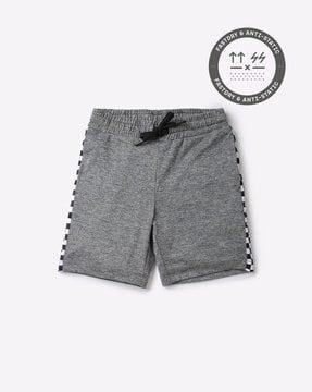 Heathered Shorts with Checked Side Panel