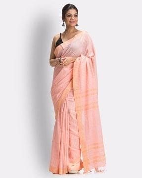 salmon-pink-handloom-traditional-cotton-tangail-saree-saree
