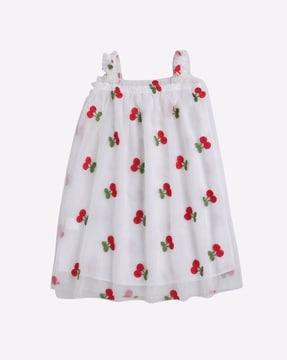 Cherry Embroidered A-line Dress