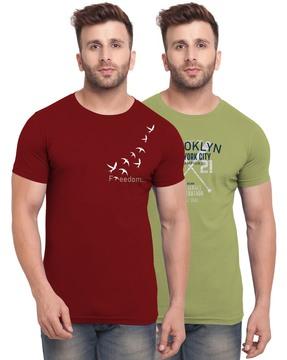 Pack of 2 Graphic Print Crew-Neck T-shirts
