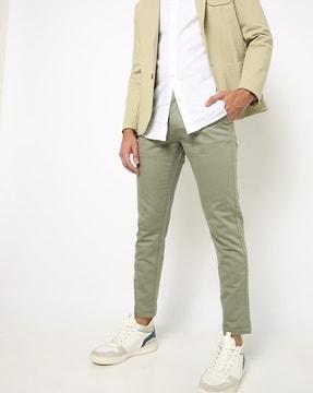 Slim Fit Flat-Front Chinos with Slip Pockets