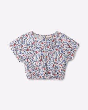 Sustainable Floral Print Top with Elasticated Waist