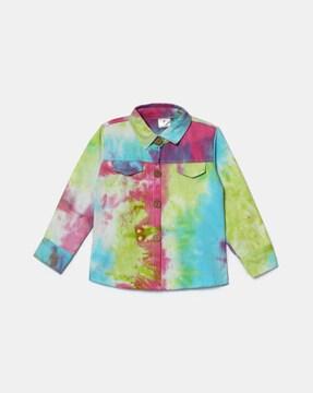 Tie & Dye Print Jacket with Button Closure