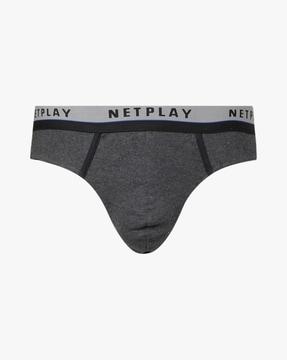 Heathered Briefs with Brand Woven Elasticated Waist