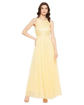 Embellished Sleeveless Gown Dress