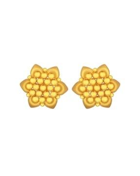 Floral-Design Yellow Gold Stud Earrings