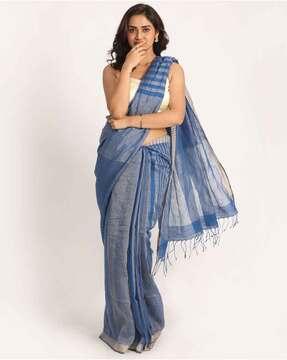 checked-traditional-handloom-linen-saree