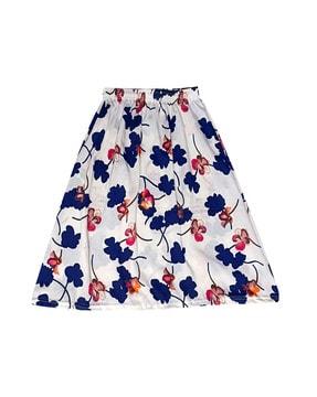 Floral Print A-line Skirt with Elasticated Waist