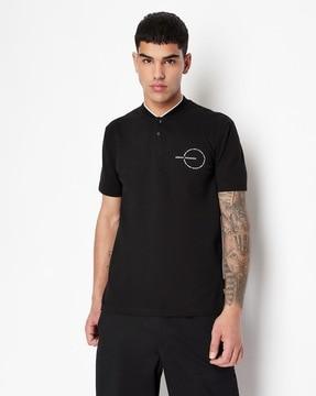 stretchable-organic-cotton-polo-t-shirt-with-circular-logo-print