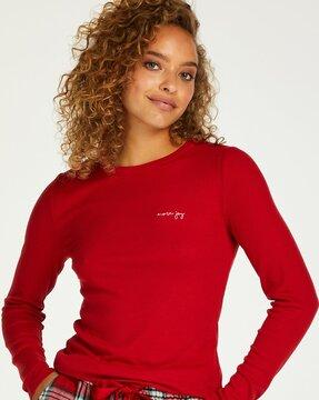 Waffle Ribbed Crew-Neck Top