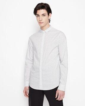 logo-print-slim-fit-shirt-with-concealed-placket