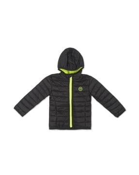 Full-Sleeves Quilted Jacket with Hood