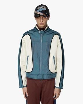 Colourblock Zip-Front Jacket with Zip Pockets