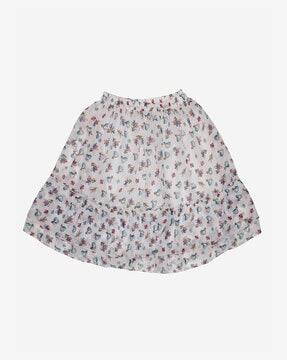 Floral Print Flared Skirt with Elasticated Waist