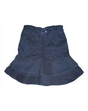 Washed Mini Skirt with Layered Ruffles