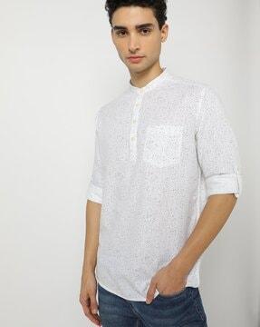 Printed Slim Fit Shirt with Patch Pocket