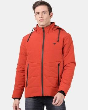 Hooded Puffer Jacket with Zip Pockets