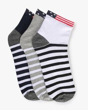Pack of 3 Striped Ankle-Length Everyday Socks