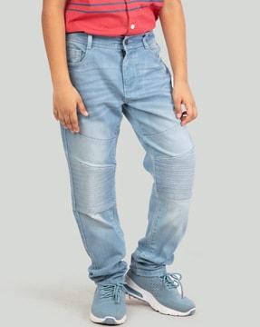 Washed mid rise jeans