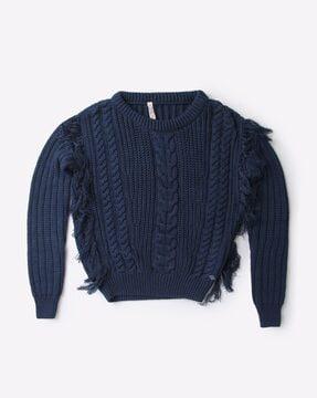 Knitted Sweater with Fringes