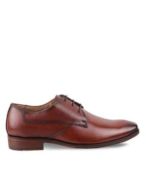 Genuine Leather Derbys with Round-Toe