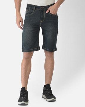 Flat-Front Denim Shorts