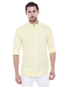 Slim Fit Shirt with Band Collar