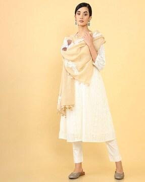 Embroidered Dupatta with Tassels