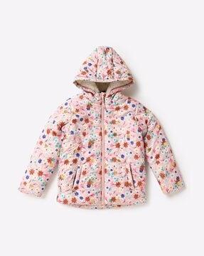 Floral Print Hooded Puffer Jacket