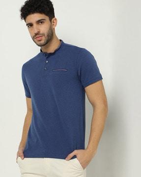 Waffle Structure Cotton Polo T-shirt