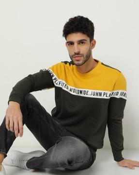 Colourblock Slim Fit Crew-Neck Sweatshirt
