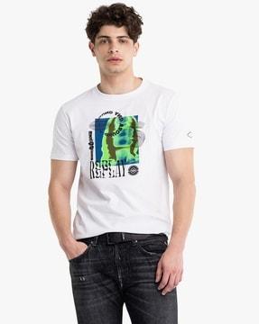 Graphic Print Crew-Neck Cotton T-shirt