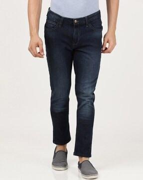 Mid-Washed Skinny Jeans with Insert Pockets