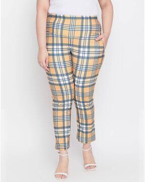 Checked Jeggings with Elasticated Waistband