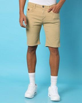 Flat-Front Denim Shorts