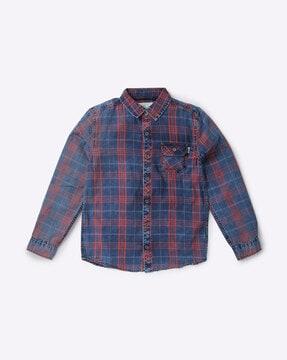 Checked Shirt with Flap Pocket