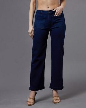 Straight Jeans with Patch Pockets