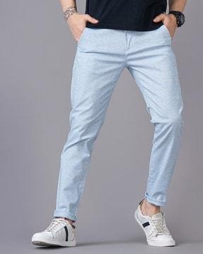 Heathered Slim Fit Flat-Front Chinos